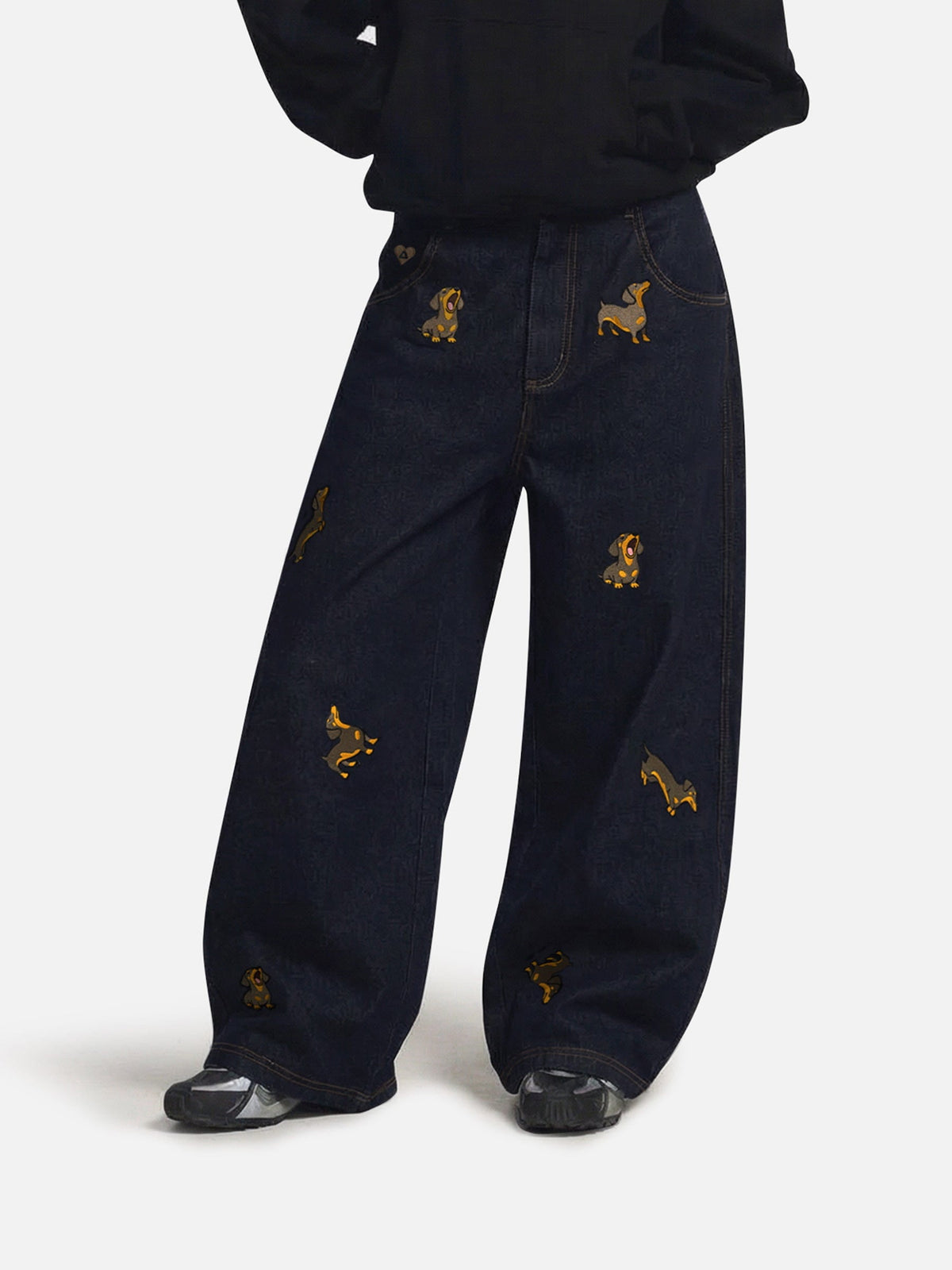 Aelfric Eden Dachshund Embroidered Baggy Jeans