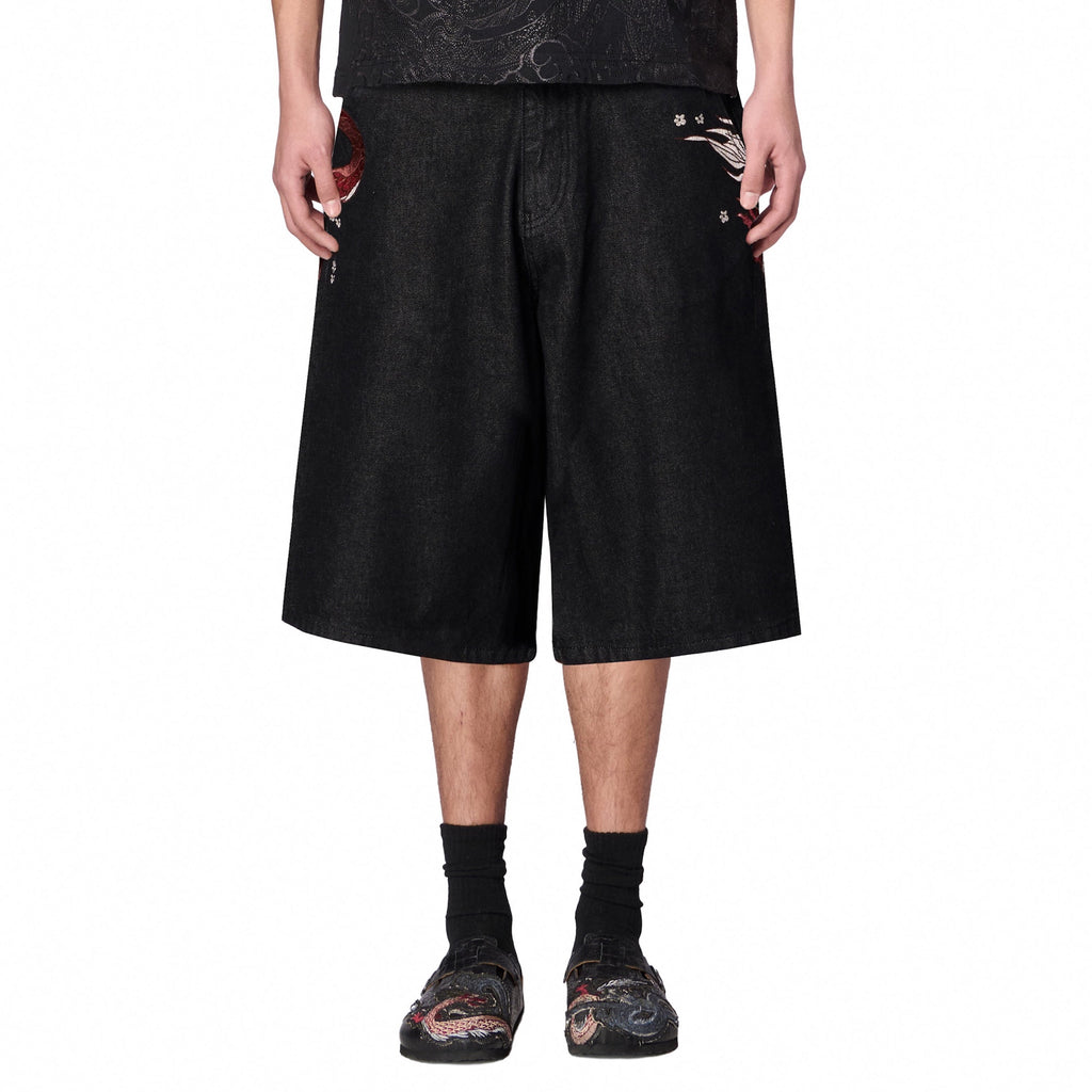 "yakuza" black raw Jorts