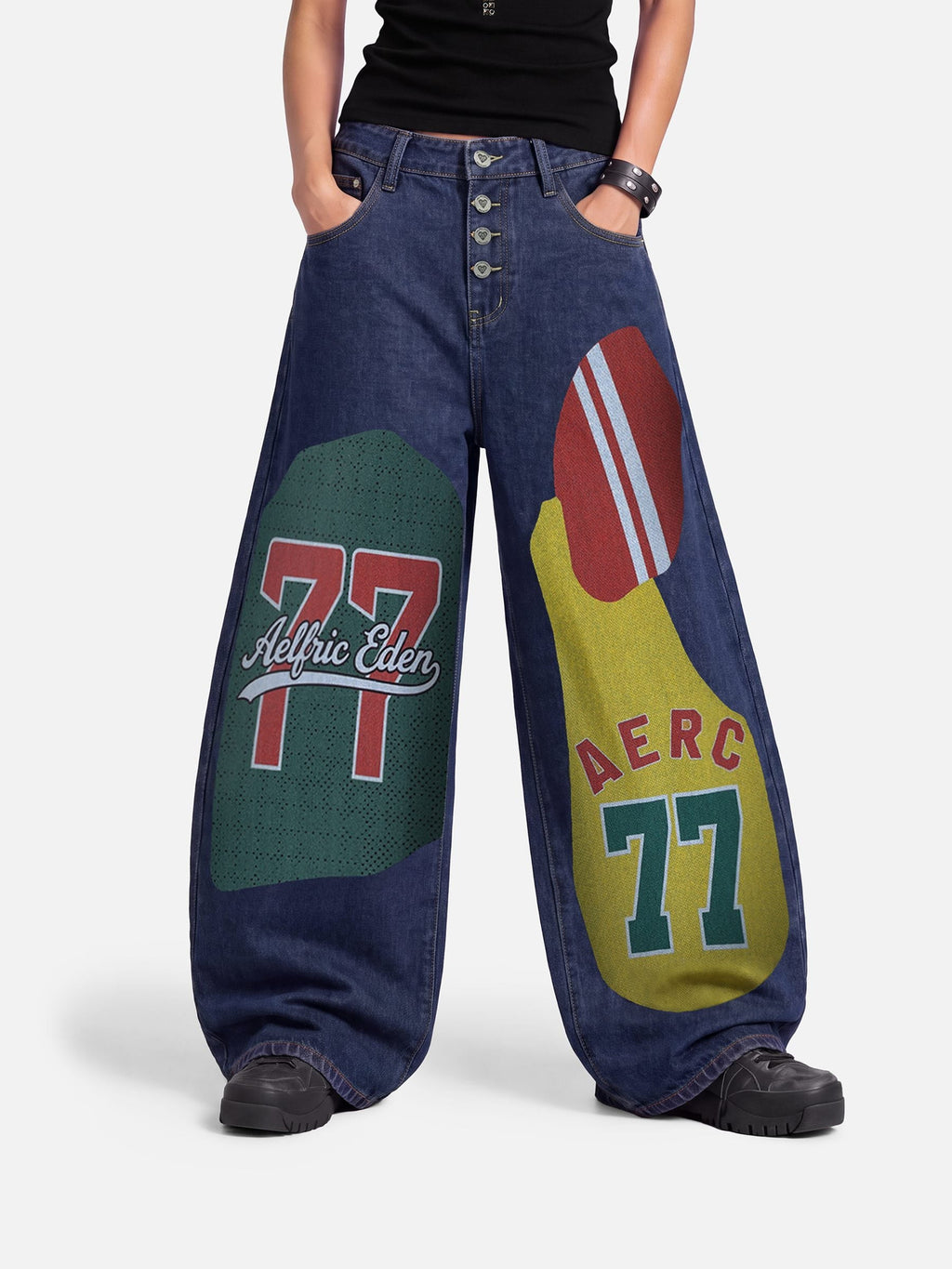 Aelfric Eden Jersey Patchwork Baggy Barrel Jeans