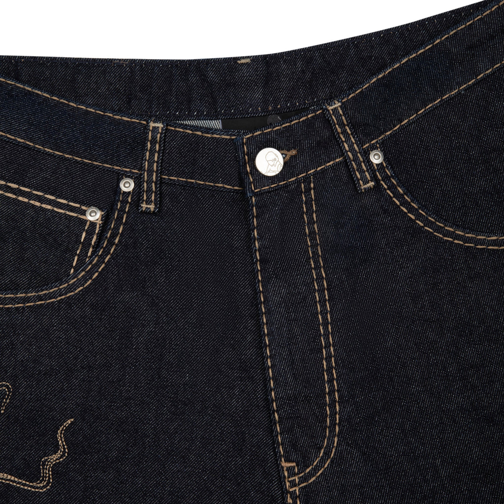 "yakuza" indigo raw Jorts 03