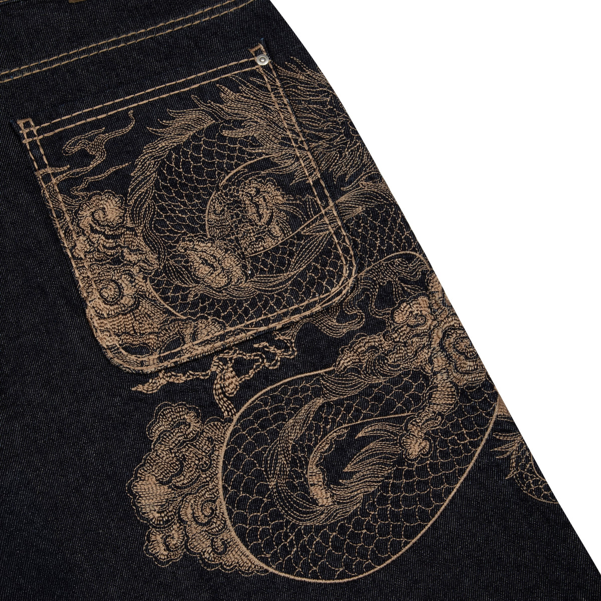 "yakuza" indigo raw Jorts 03
