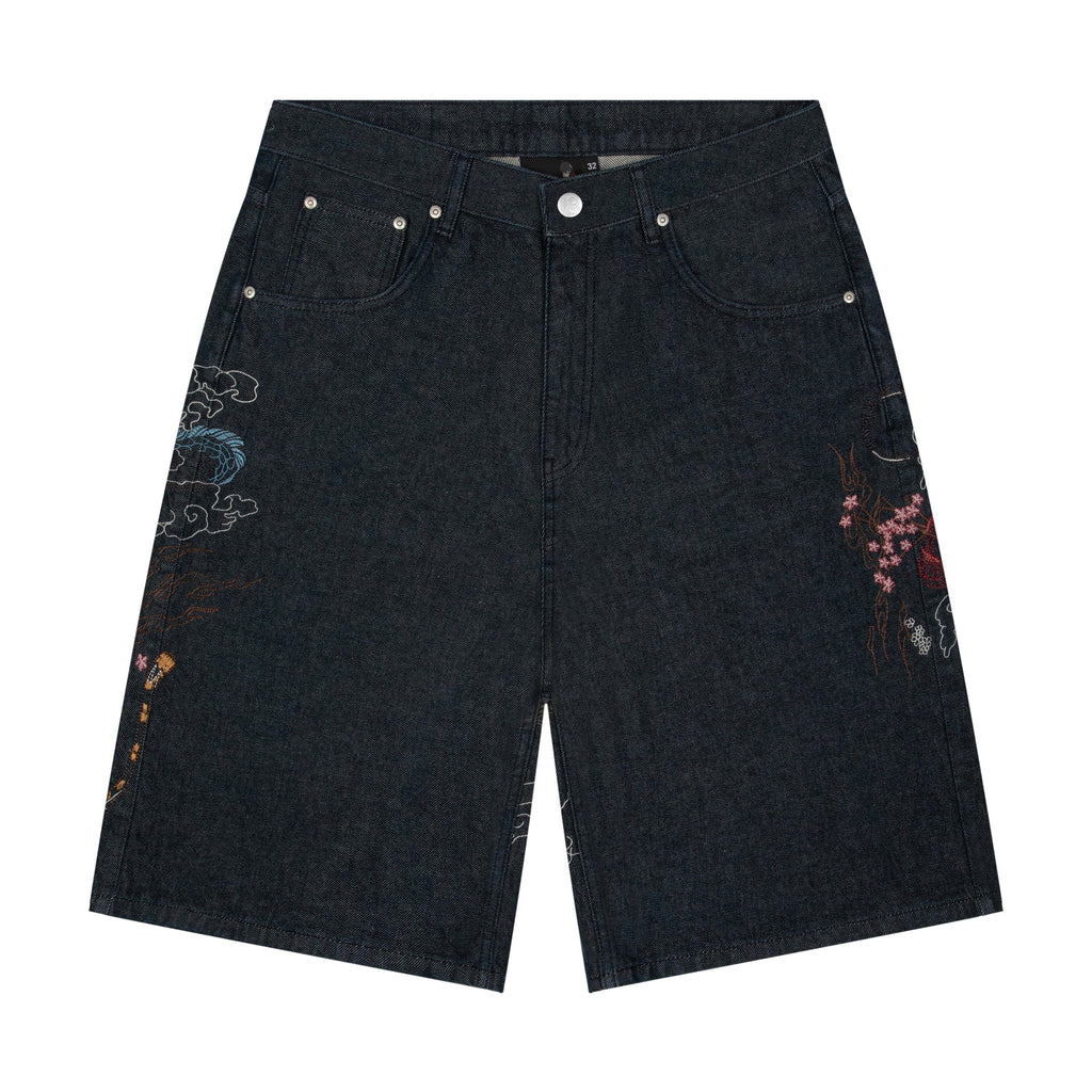 "yakuza" indigo raw Jorts 04