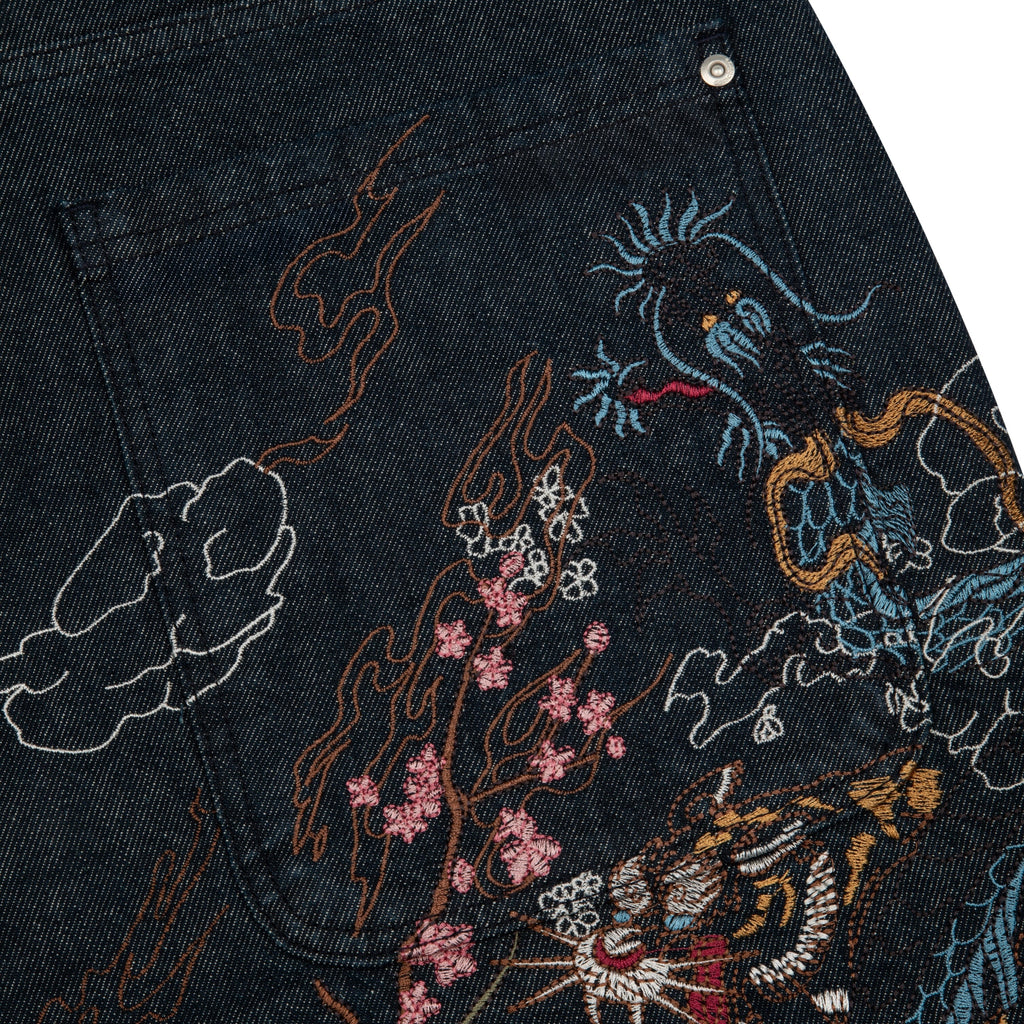 "yakuza" indigo raw Jorts 04