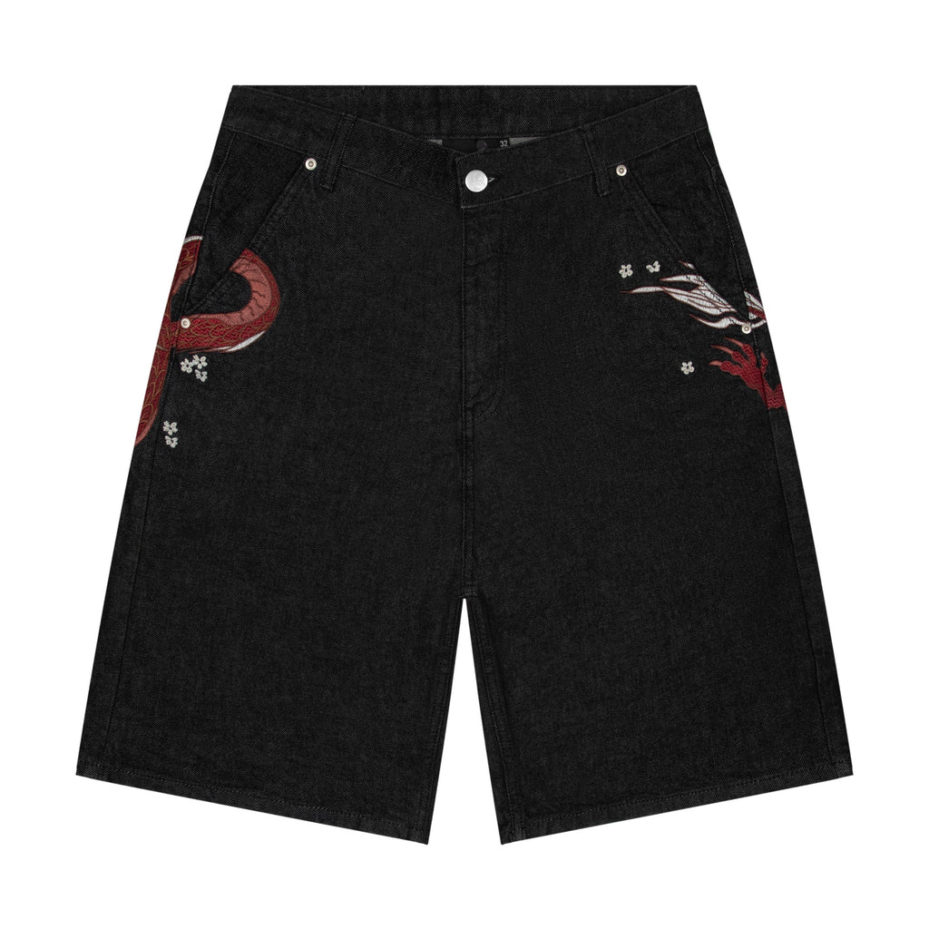 "yakuza" black raw Jorts