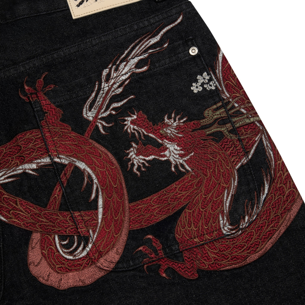 "yakuza" black raw Jorts