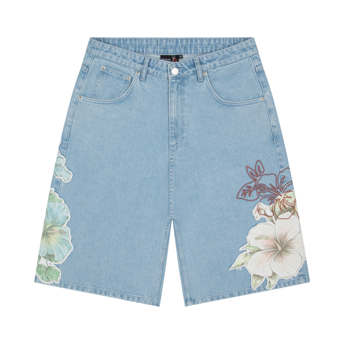 "summer break" light blue Jorts