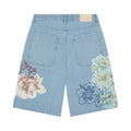 "summer break" light blue Jorts