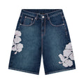 "summer break" indigo washed Jorts
