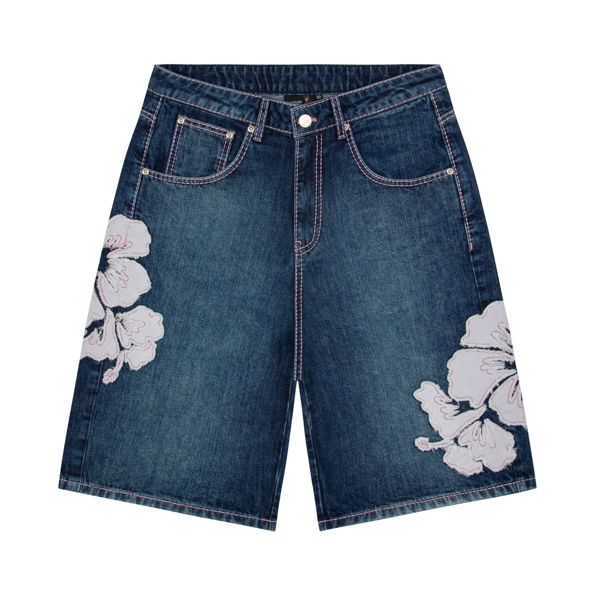 "summer break" indigo washed Jorts