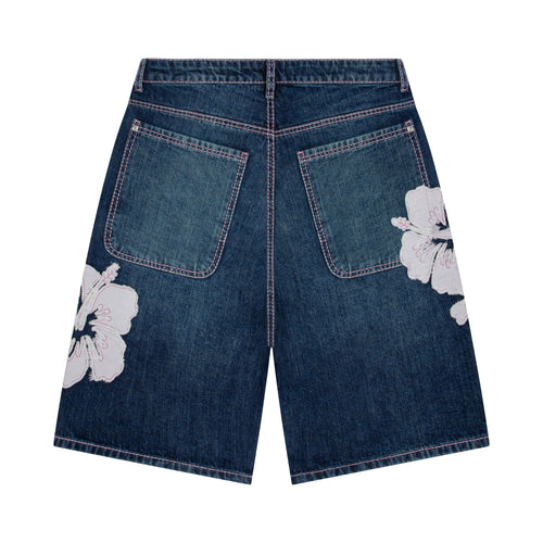 "summer break" indigo washed Jorts