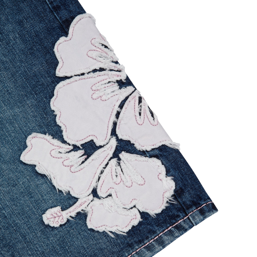 "summer break" indigo washed Jorts