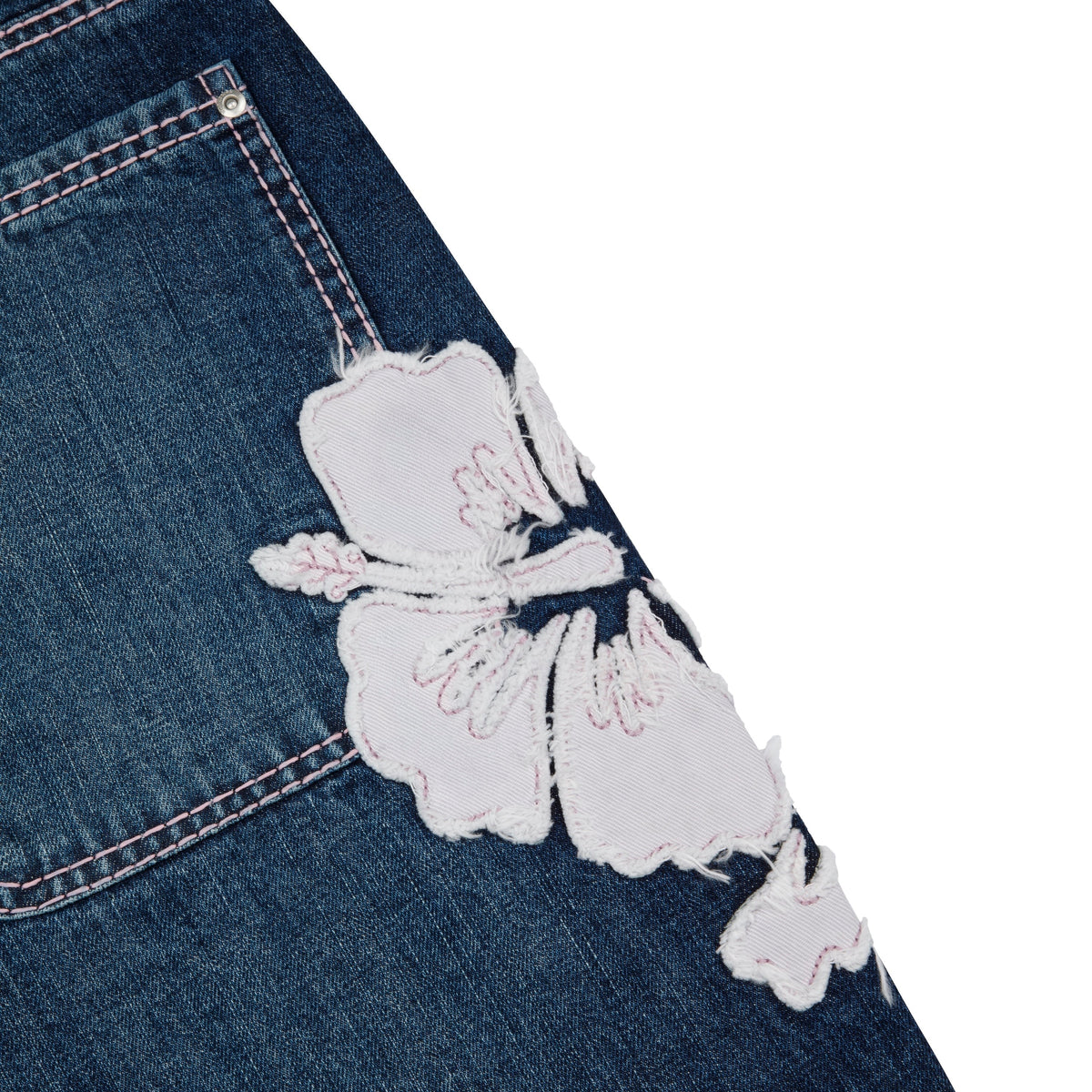 "summer break" indigo washed Jorts