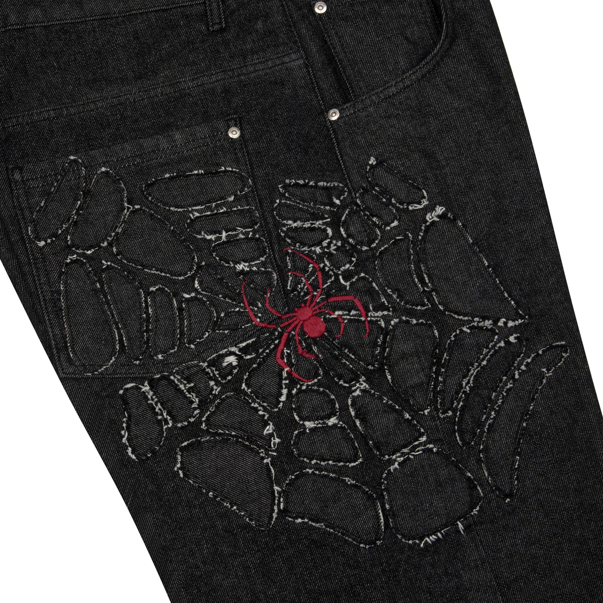 "spiderweb v2" black raw Denim