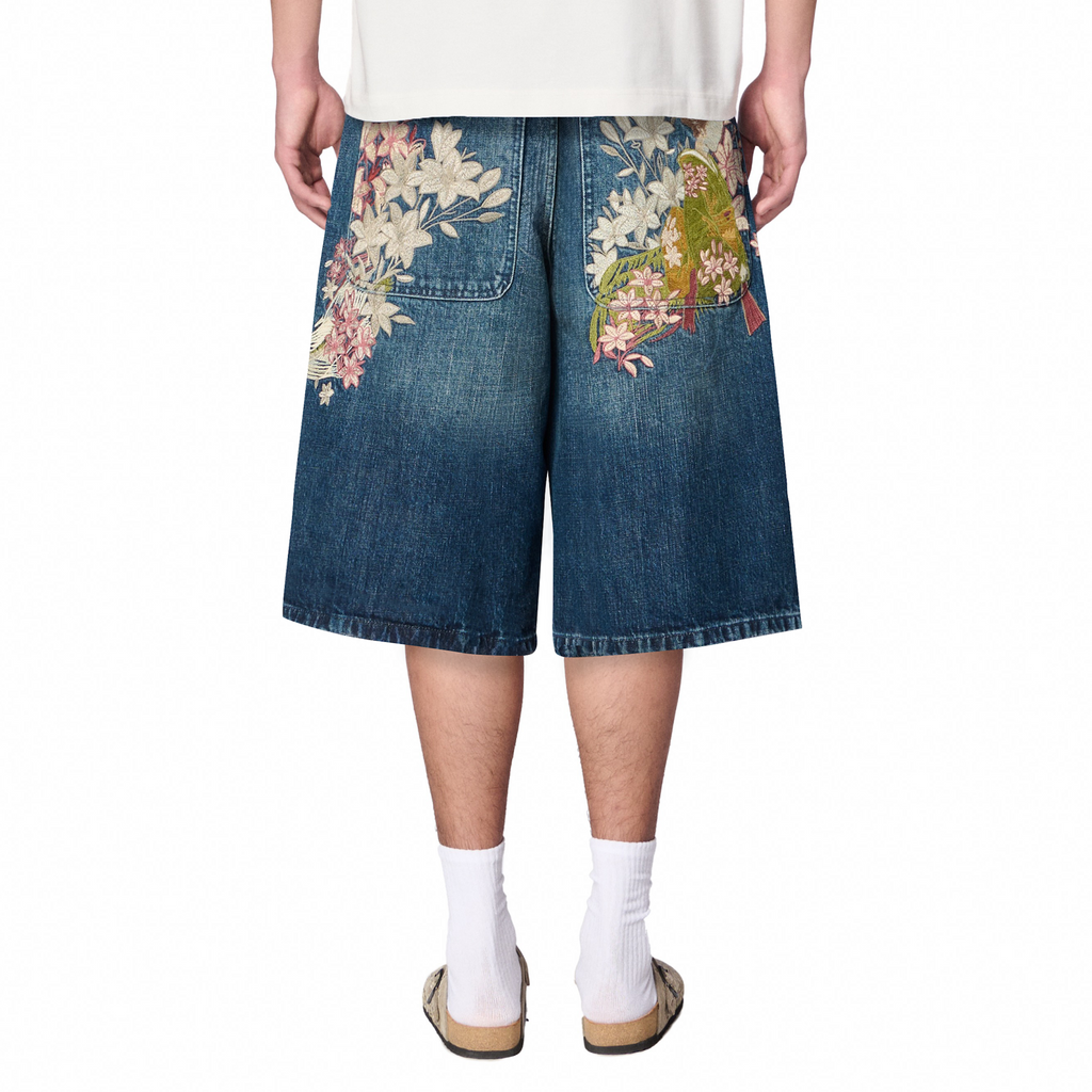 "yakuza" indigo washed Jorts 02