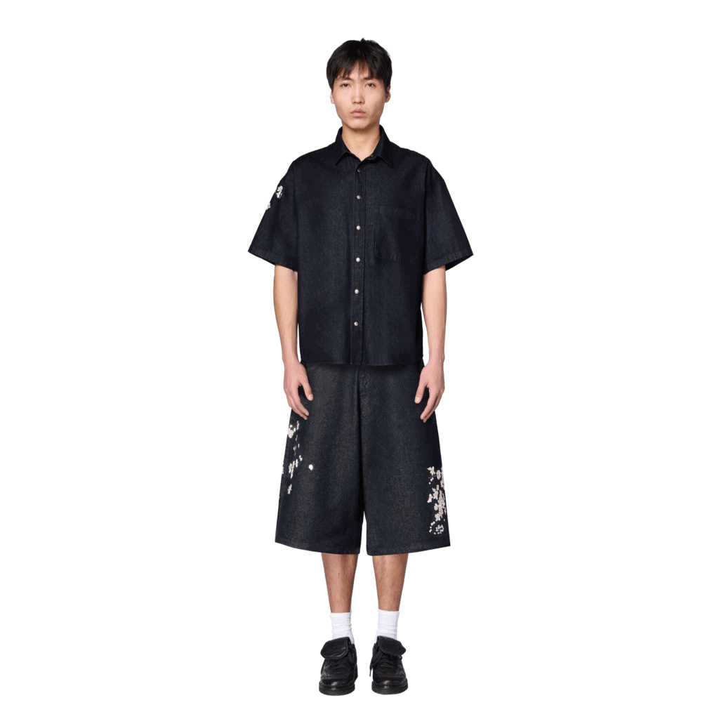 "yakuza" indigo raw Jorts 02