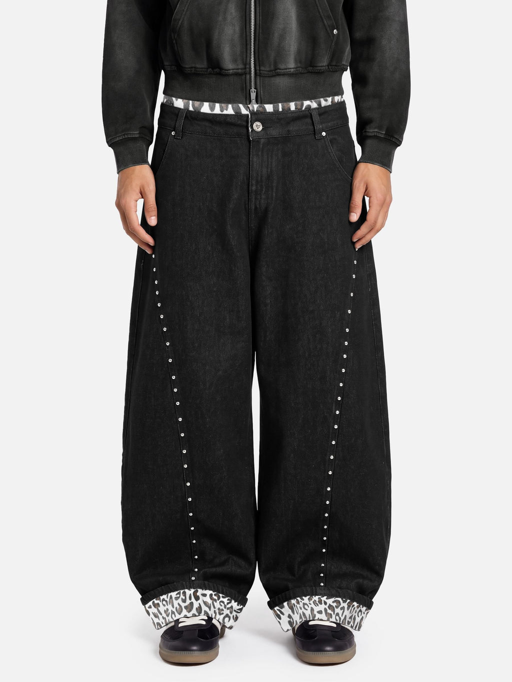 Aelfric Eden Leopard Cuff Baggy Barrel Jeans