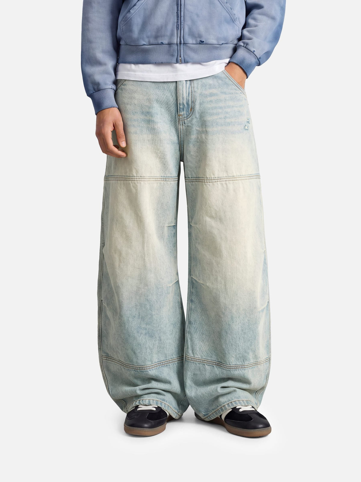 Aelfric Eden Washed Panel Baggy Barrel Jeans