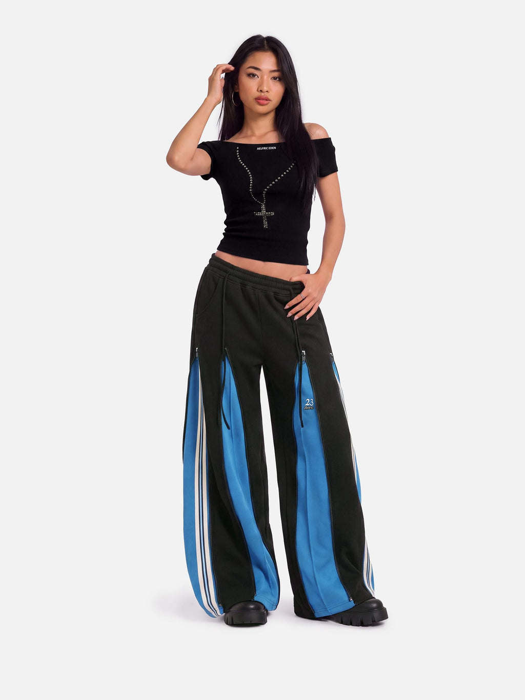 Aelfric Eden Zip Panel Stripe Baggy Sweatpants
