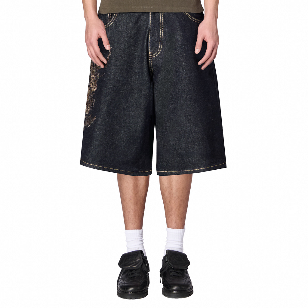 "yakuza" indigo raw Jorts 03