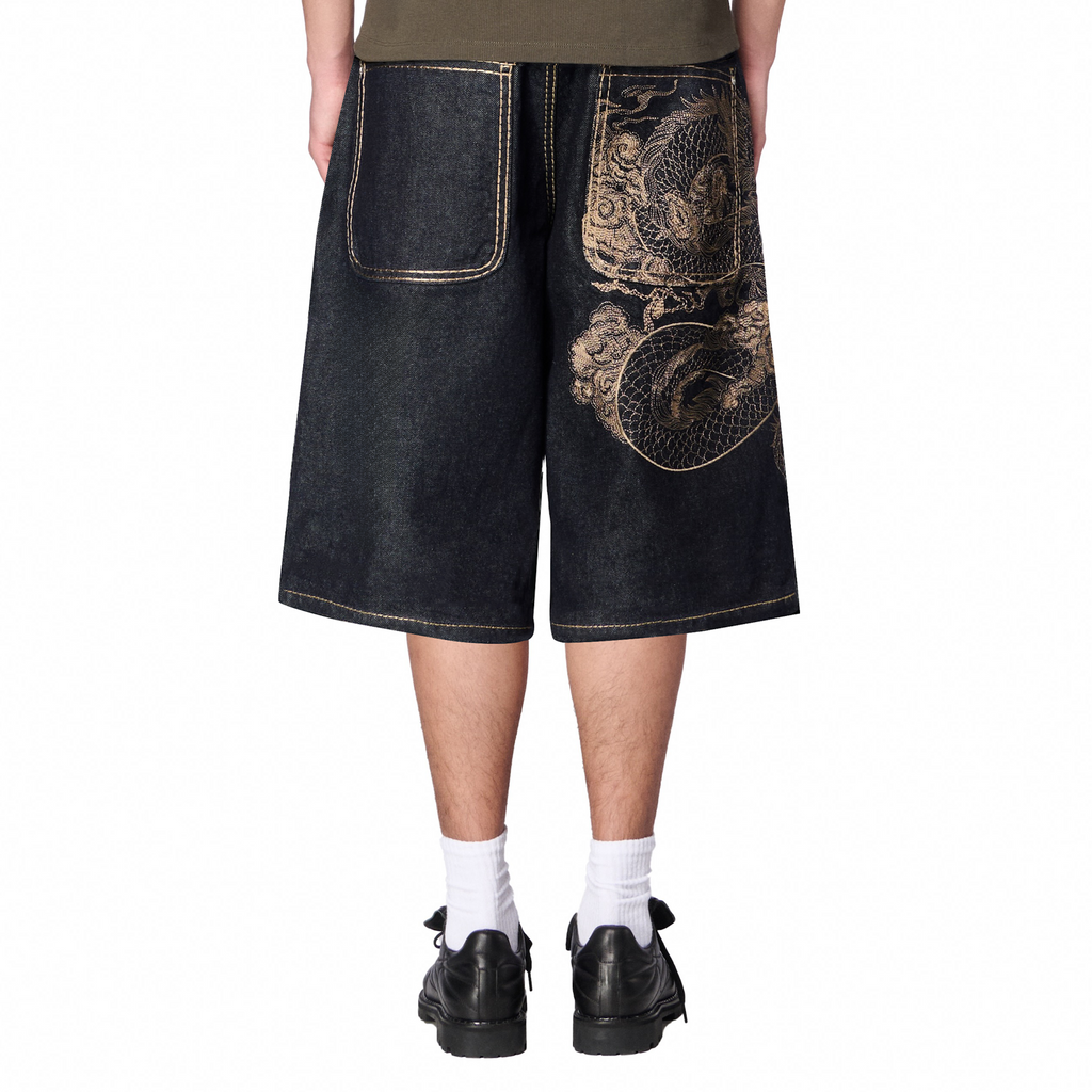 "yakuza" indigo raw Jorts 03