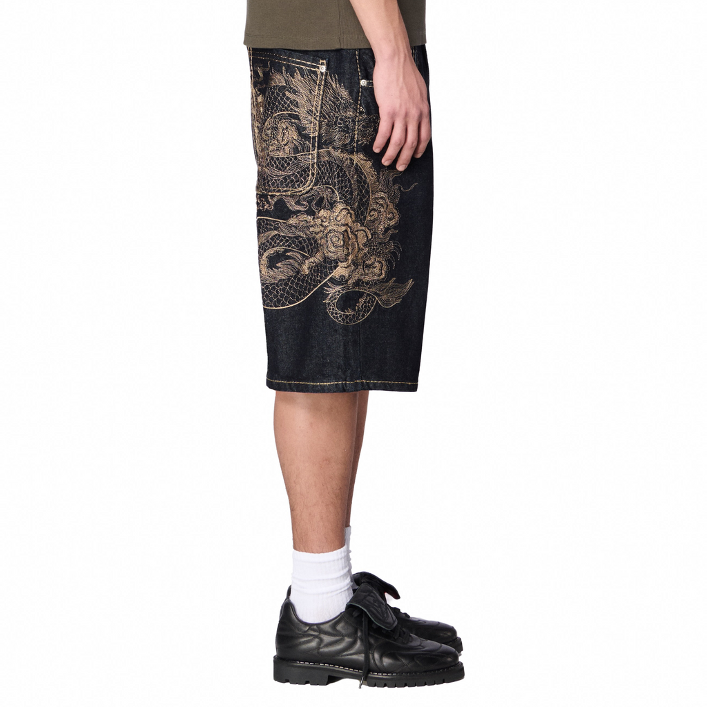 "yakuza" indigo raw Jorts 03