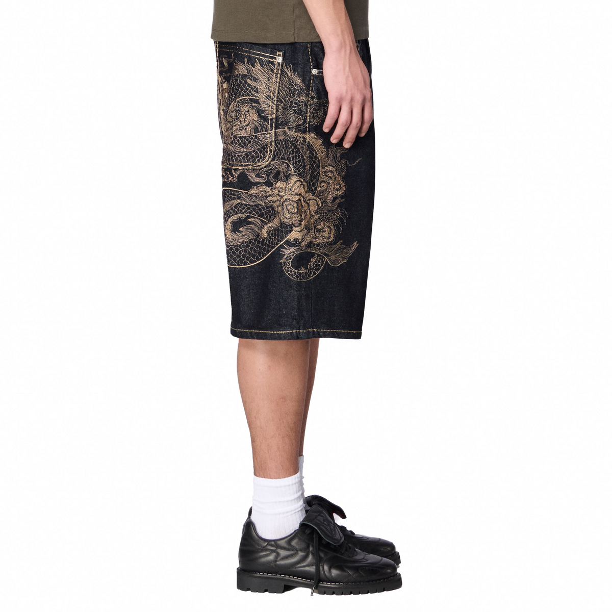 "yakuza" indigo raw Jorts 03