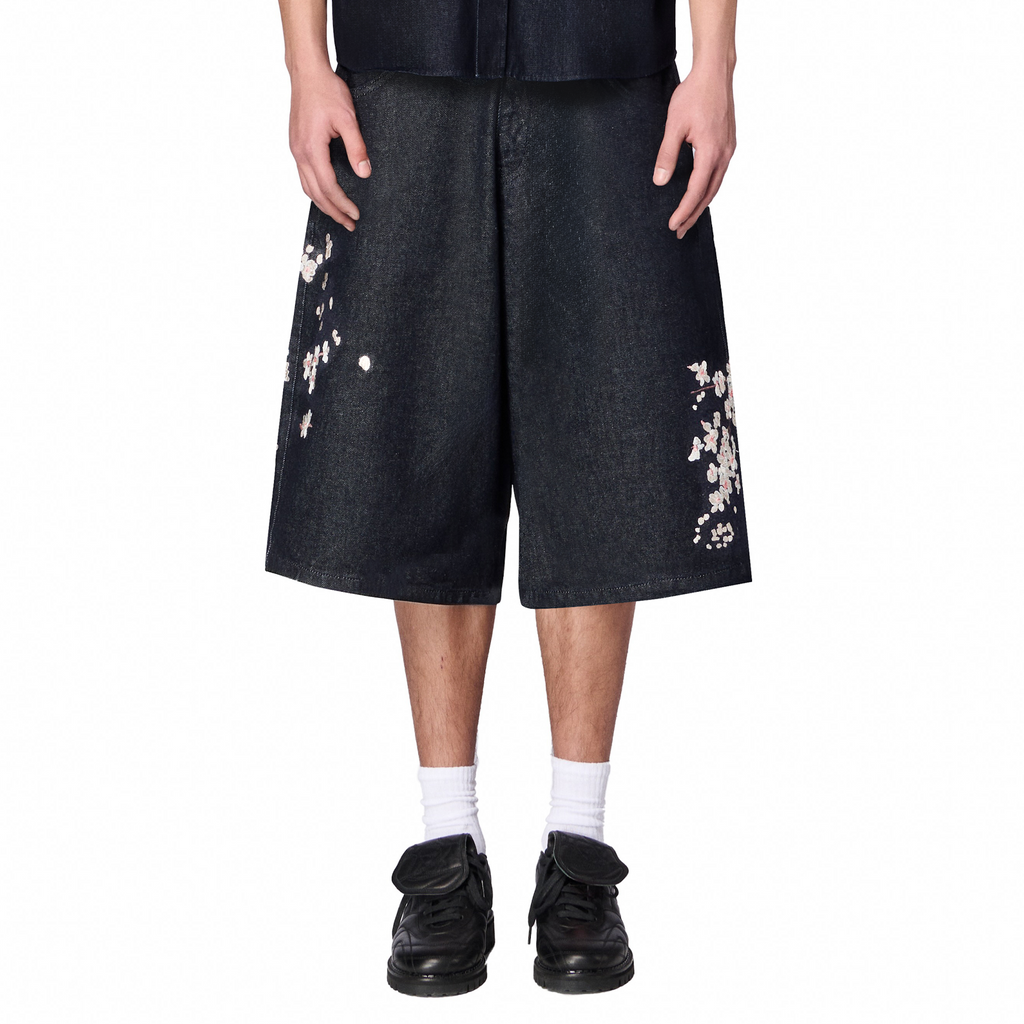 "yakuza" indigo raw Jorts 02