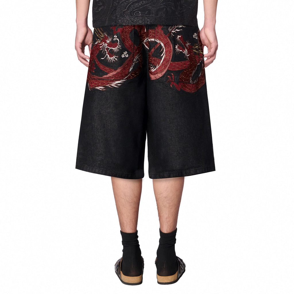 "yakuza" black raw Jorts
