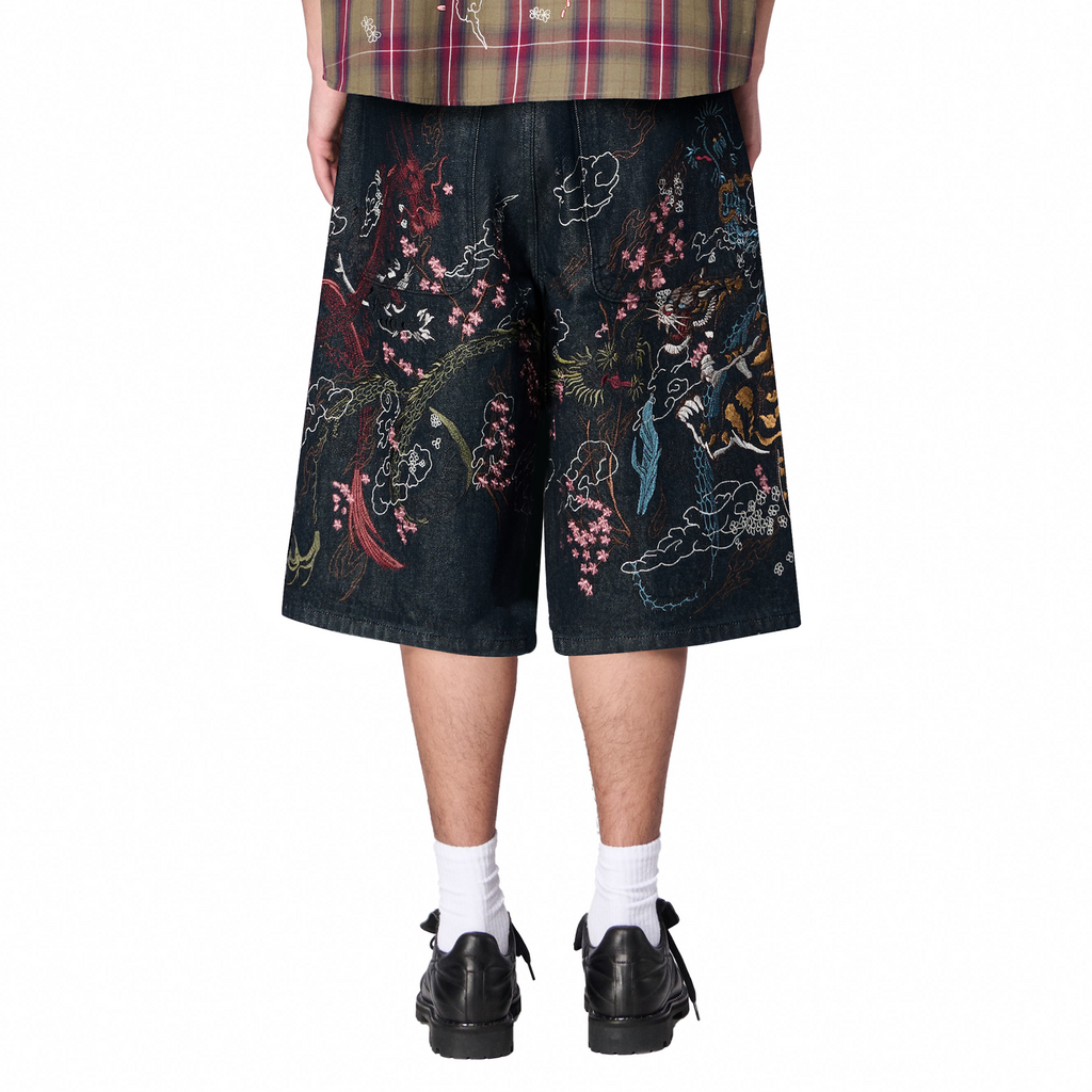 "yakuza" indigo raw Jorts 04