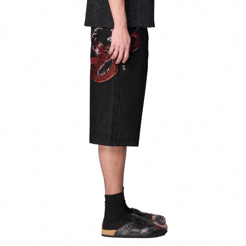 "yakuza" black raw Jorts