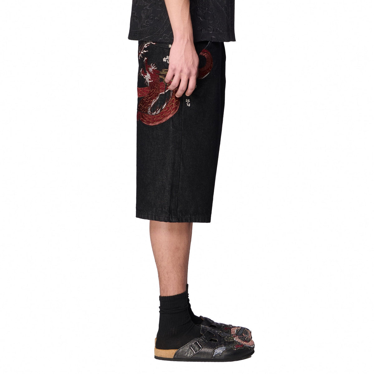 "yakuza" black raw Jorts
