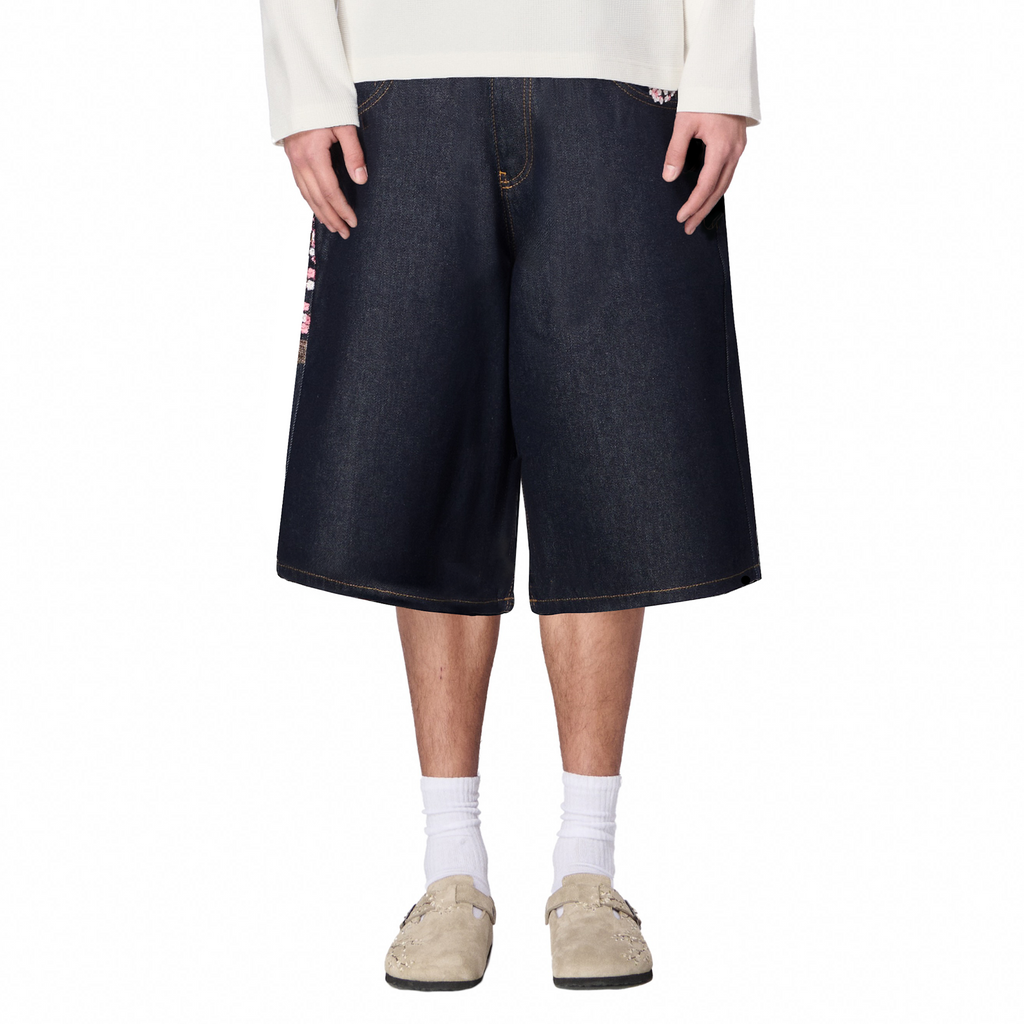 "blossom" indigo raw Jorts