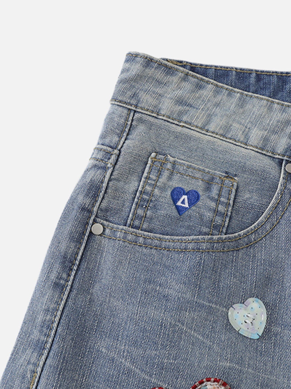[Pre-Order] Aelfric Eden Heart Star Patchwork Jeans