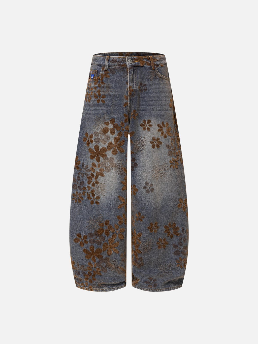 [Pre-Order] Aelfric Eden Flocked Floral Baggy Barrel Jeans