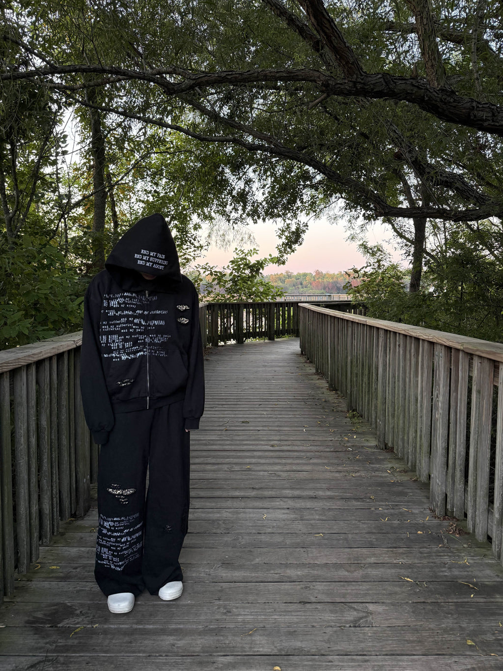 "the end" sweats black