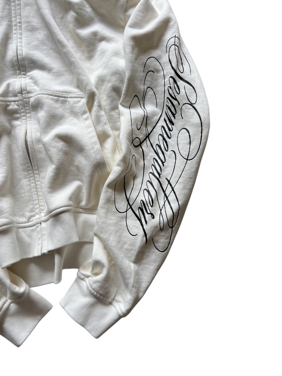 "signature II" fur hood zip up white