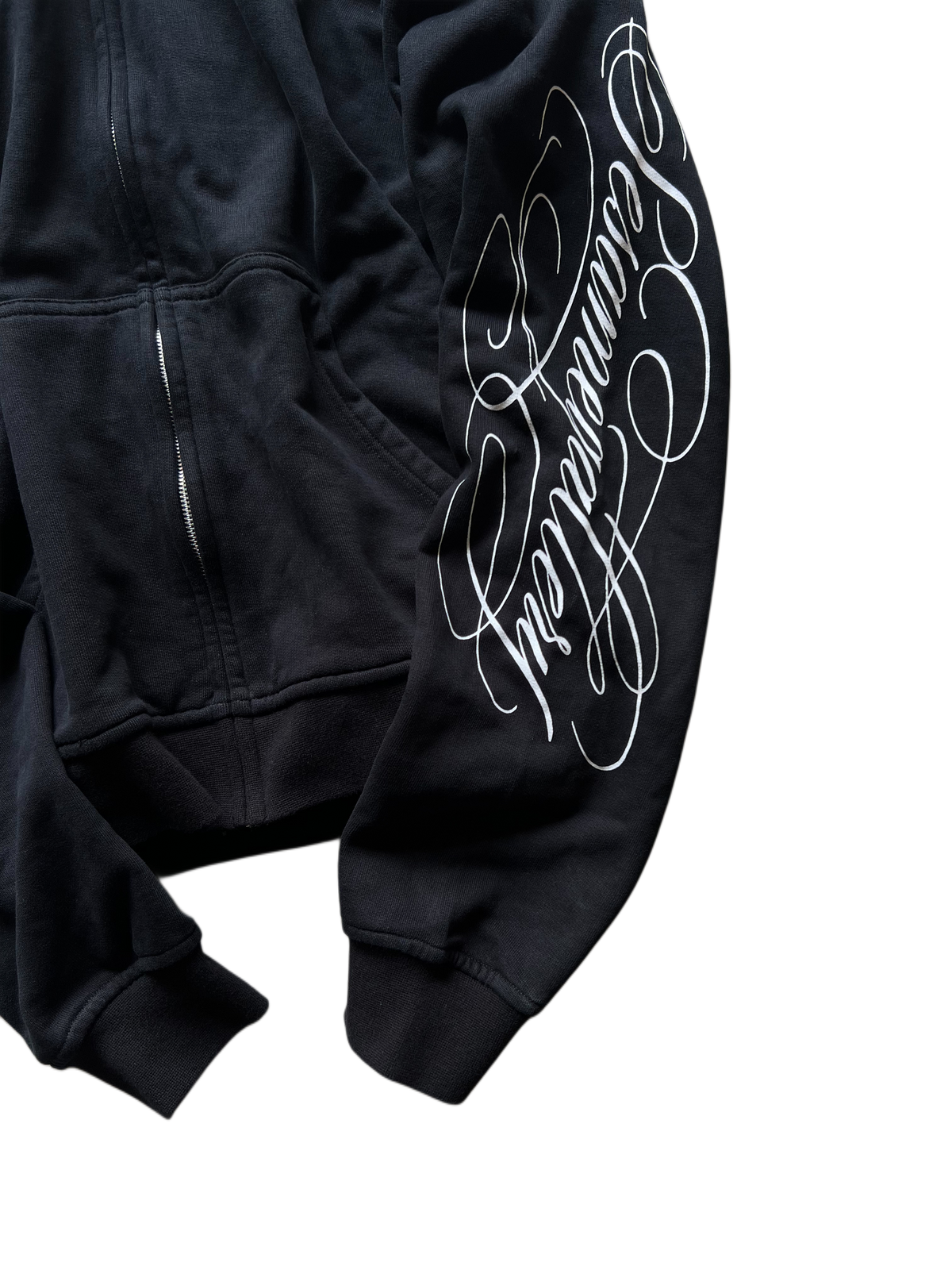 "signature II" fur hood zip up black